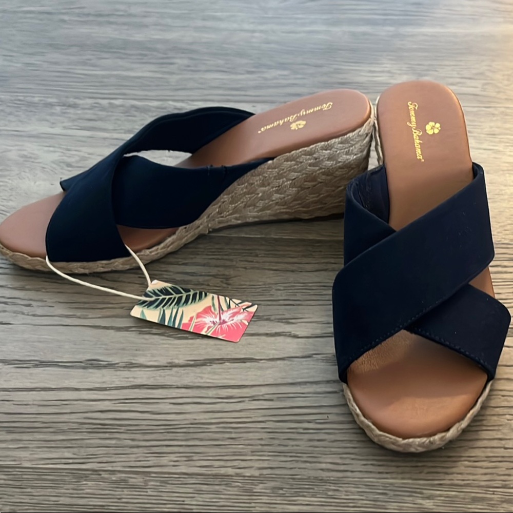 Tommy Bahama Navy Blue Espadrille Wedges